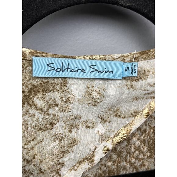 Solitaire Swim Sheer Cover-up‎ Dress Womens Small Snake Animal Print Gold - Picture 4 of 7